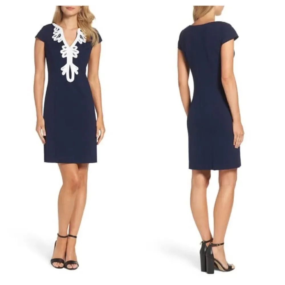 Eliza J Blue Cap Sleeve Sheath Dress Sz6